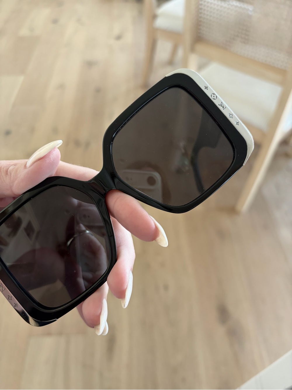 Louis Vuitton Moon Black Sunglasses with Silver Trim - 5 Flowers Oversized Frame